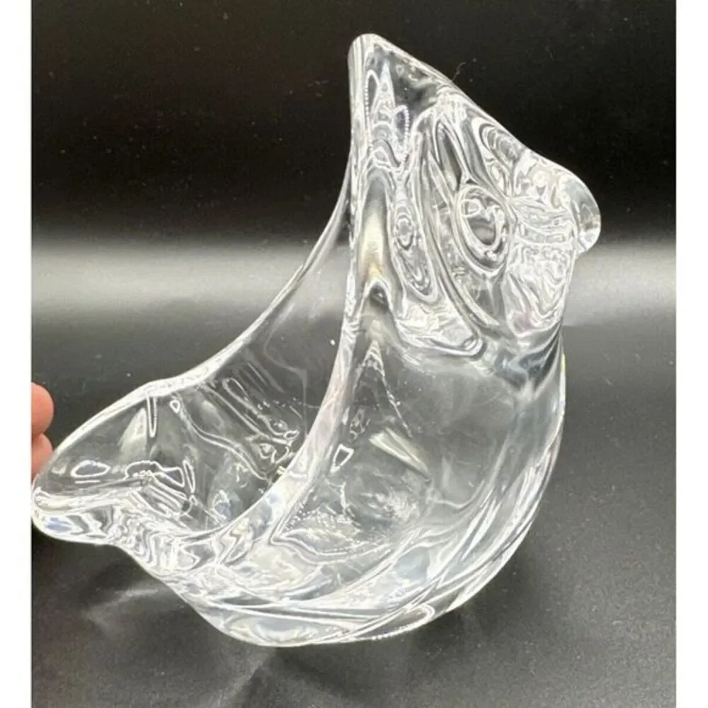 Art Vannes France Crystal Owl Votive/Tealight‎ Candle Holder Signed
